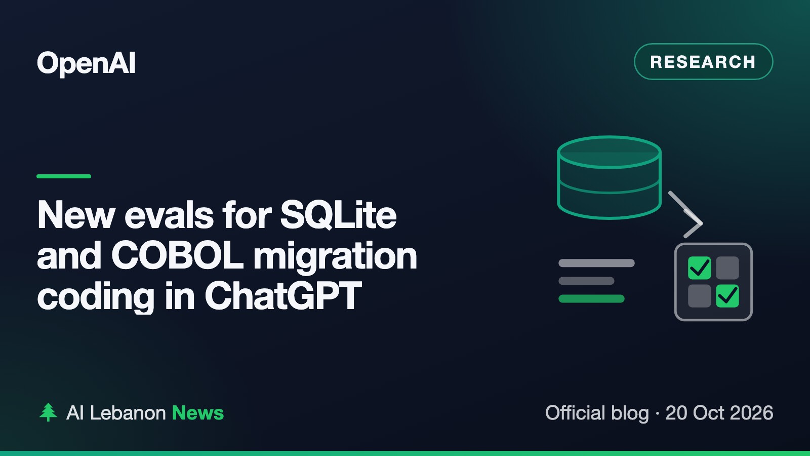 New evals for SQLite and COBOL migration coding in ChatGPT